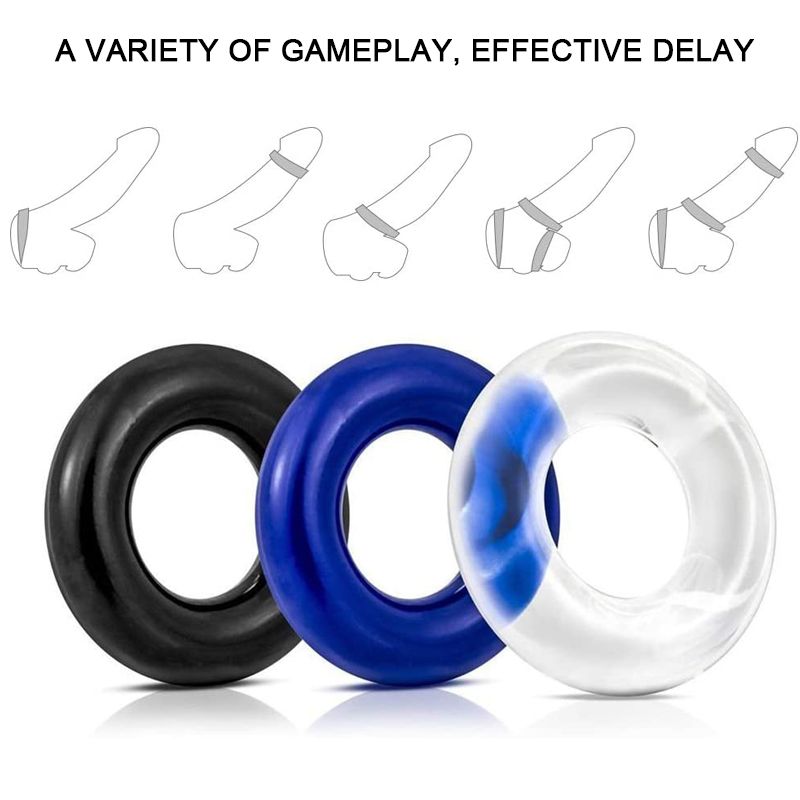 3pcs Male Penies Cocks Ring Delay Ejaculation Scrotal Binding Ball Stretcher Dick Enlargement Silicone Cockring Sex Toy For Men_voghion.com