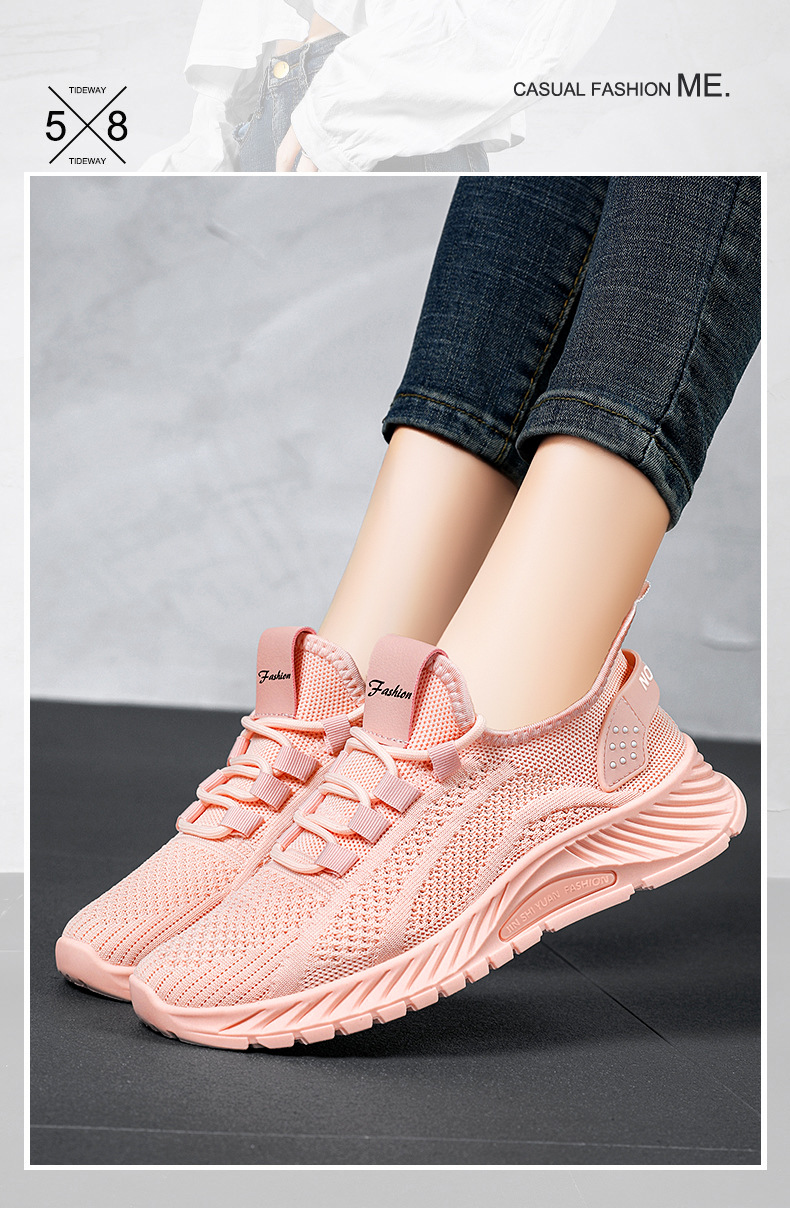Damenschuhe Frühjahr und Sommer neue Mode lässige Sportschuhe atmungsaktiv trendige Mesh-Fly-Strick-Sportschuhe für Damen_voghion.com