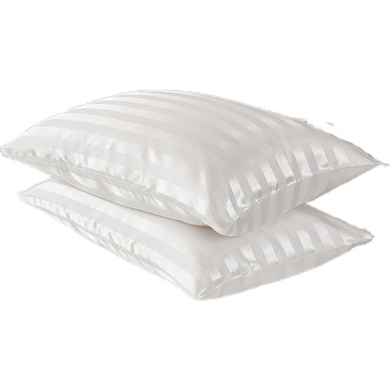 Kissenbezug-Set mit Satinstreifen – luxuriöser Satin-Kissenbezug mit Hotelverschluss (seidenweich, knitterfrei, Queen-Size, 2er-Pack, Weiß und Gold)_voghion.com