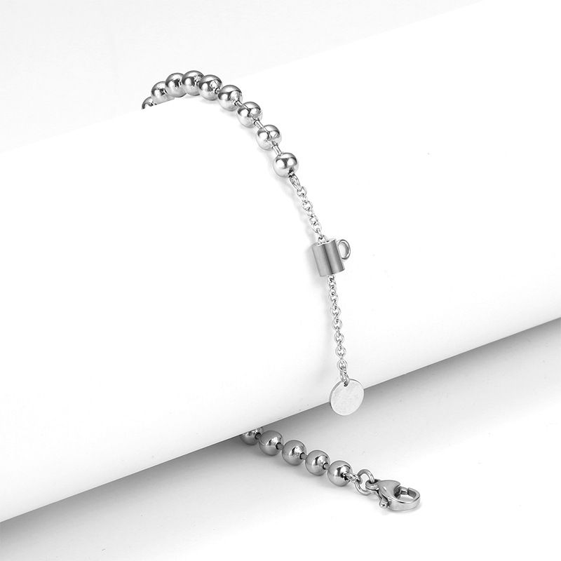 Cuban Niche Minimalist Chain Titanium Smooth Round Bead Bracelet High-end Stainless Steel Jewelry_voghion.com