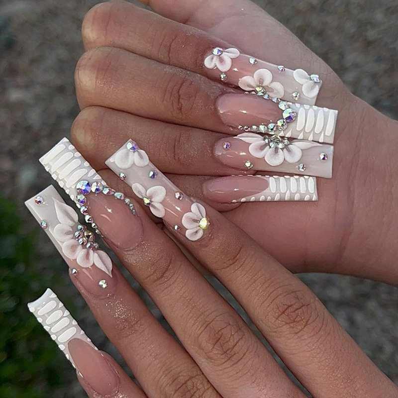 Francese 24 pezzi bara lunga falsa artificiale finta con colla di strass balletto fiore design serpentino premere_voghion.com