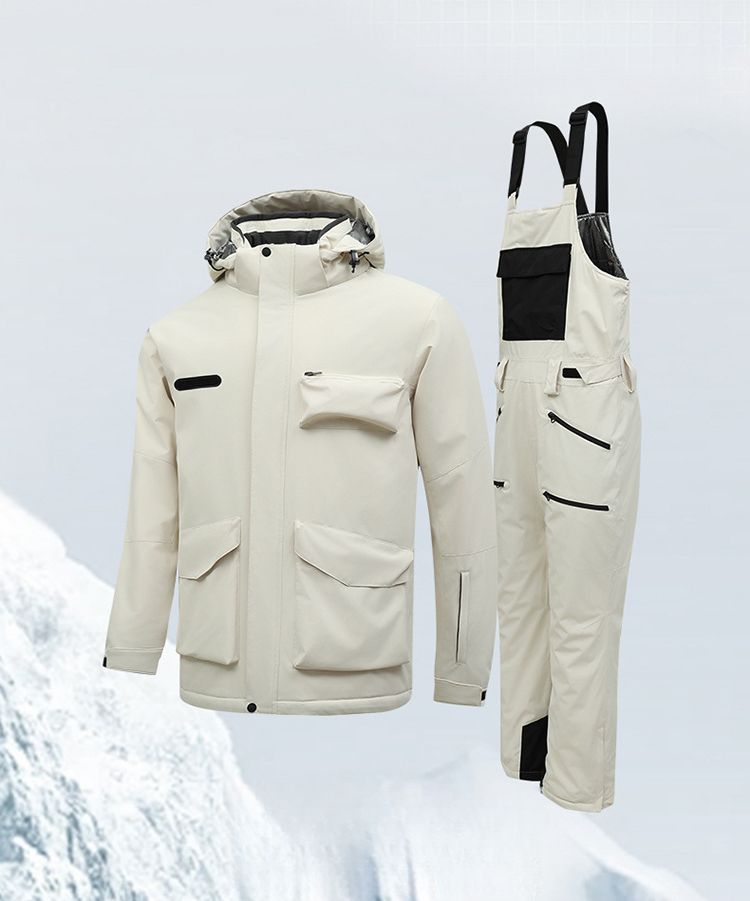 Workwear Suit Set Winter Snowboard And Waterproof Windproof Skiing Mountaineering Thermal Bib Ski Pants Unisex_voghion.com