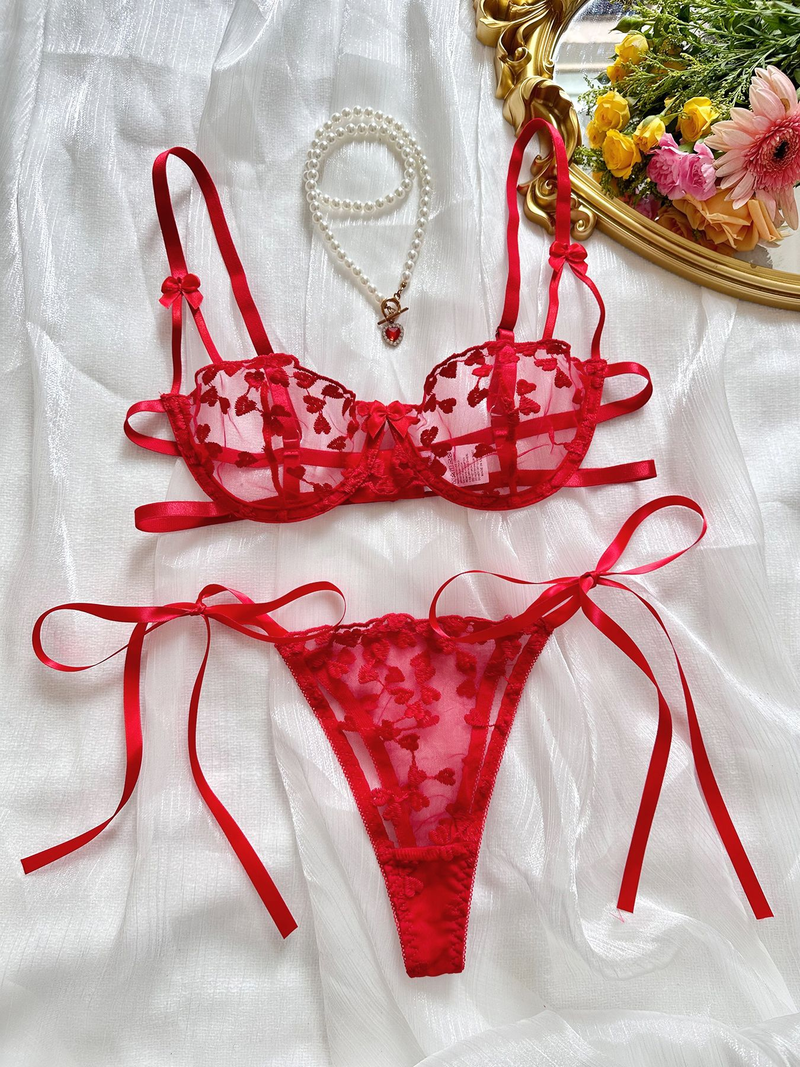 2025 INS Romantic Love Mood Fun Clothes Transparent Underwire Sexy Lingerie For Women_voghion.com