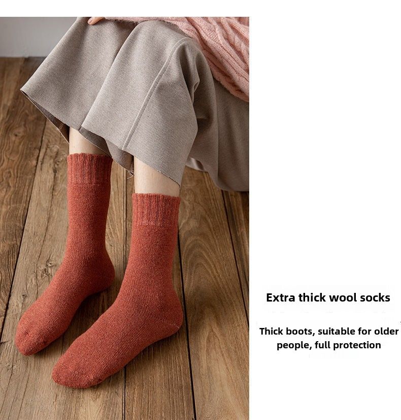 Chaussettes en laine pour hommes, chaussettes d'hiver hautes et super épaisses en polaire pour femmes, grande taille, longues chaussettes amples en coton résistant au froid_voghion.com