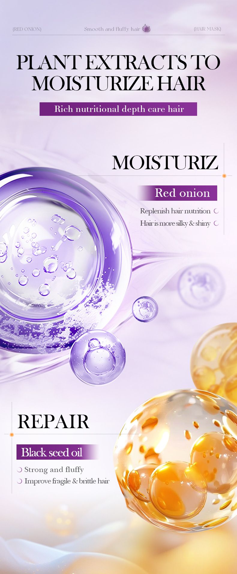 All English Onion Schwarzkümmelöl SADOER Weicher und geschmeidiger Haarspülung_voghion.com