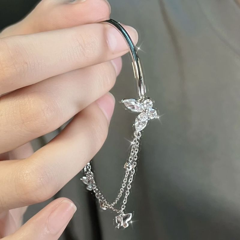 Pulseira Meia Pulseira Borboleta para Mulheres, Instagram Incolor, Design Pequeno e Elegante, Simples e Elegante, Presente de Dia dos Namorados para Mulheres_voghion.com