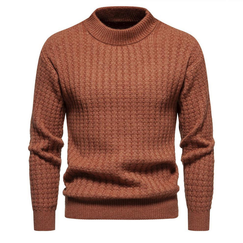 Nieuwe gebreide herenherfst- en wintertrui, modieuze effen trui met ronde hals, slim-fit trui_voghion.com
