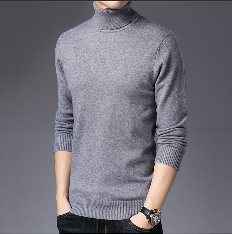 Maglione da uomo con collo alto, caldo maglione invernale in morbida lana, vestibilità comoda, a maniche lunghe, con collo alto._voghion.com