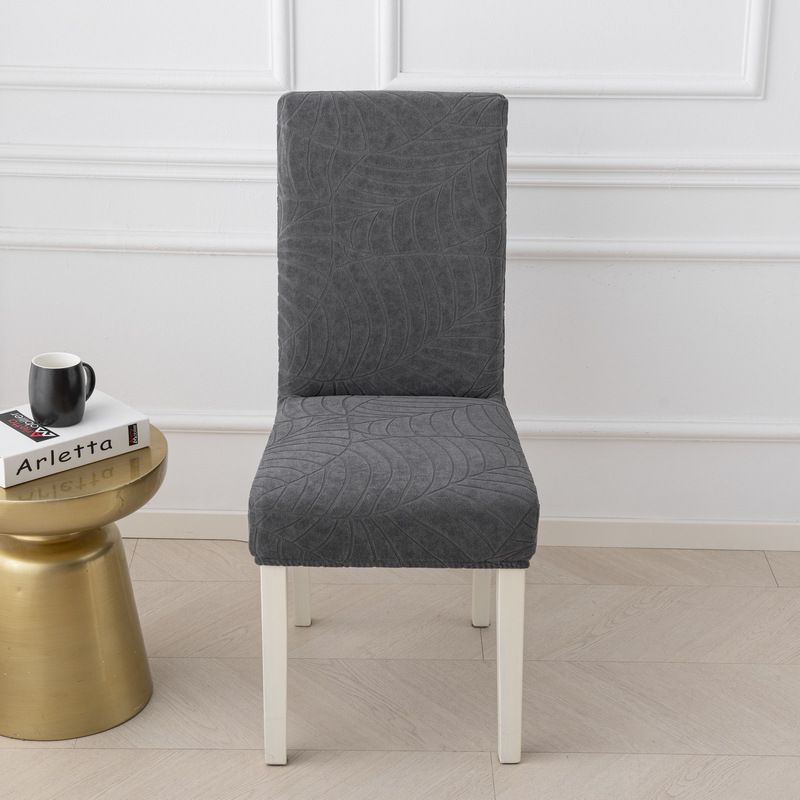 Knitted Chair Cover Set - Slip-Resistant, Scratch-Proof & Water-Resistant Fabric, Stylish Solid Color & Leaf Pattern, Fits Most Dining & Office Chairs_voghion.com