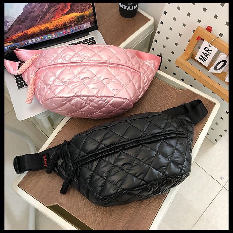 Winter New Women's Waist Bag Large Capacity Cotton Coat Crossbody Bag Fashion Waist Bag Diamond Embroidery Couple Chest Bag_voghion.com