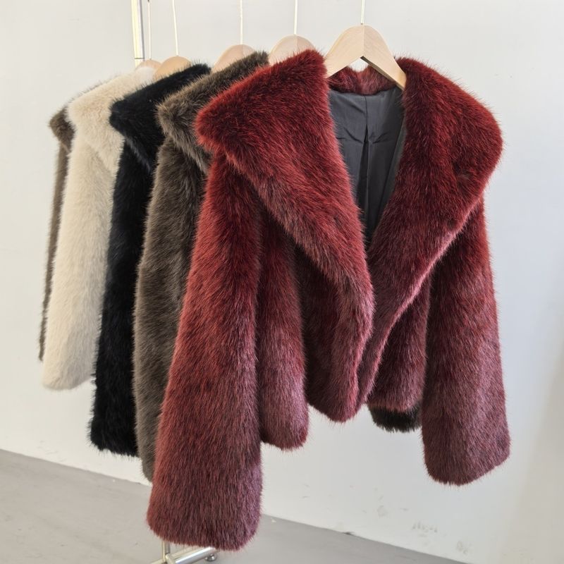Damenbekleidung Luxus-Fuchspelzmantel, kurze Damenjacke, Wintermode, Kunstpelzmantel mit Lederbesatz, anpassbare Farben und Größen_voghion.com