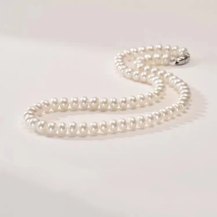 gioielli con collana di perle febbre per donna Shijia catena di perle luminose rotonde Catena clavicola francese di lusso retrò leggero in argento sterling_voghion.com