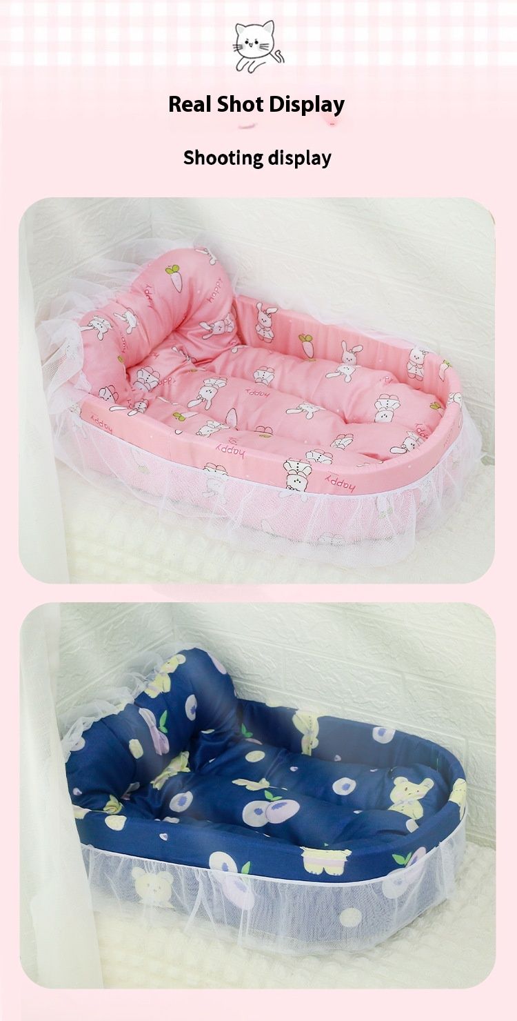 Nid de couchage universel pour chat et chien, quatre saisons, style princesse, en dentelle, tapis spécifique pour chaton, célébrité sur Internet_voghion.com