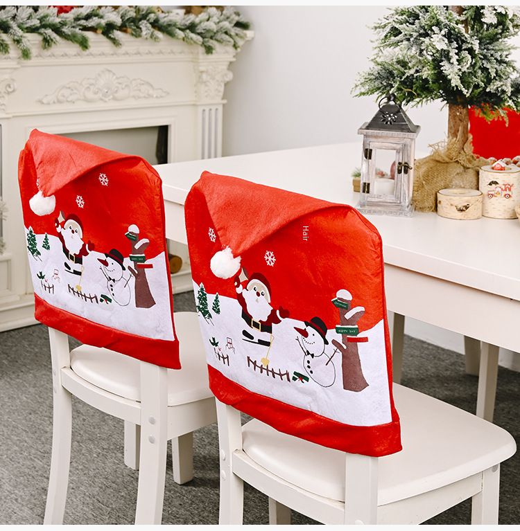 Decorazione natalizia Haube Coprisedia creativo in tessuto non tessuto con pupazzo di neve per anziani Coprisedia stampato rosso Coprisgabello_voghion.com