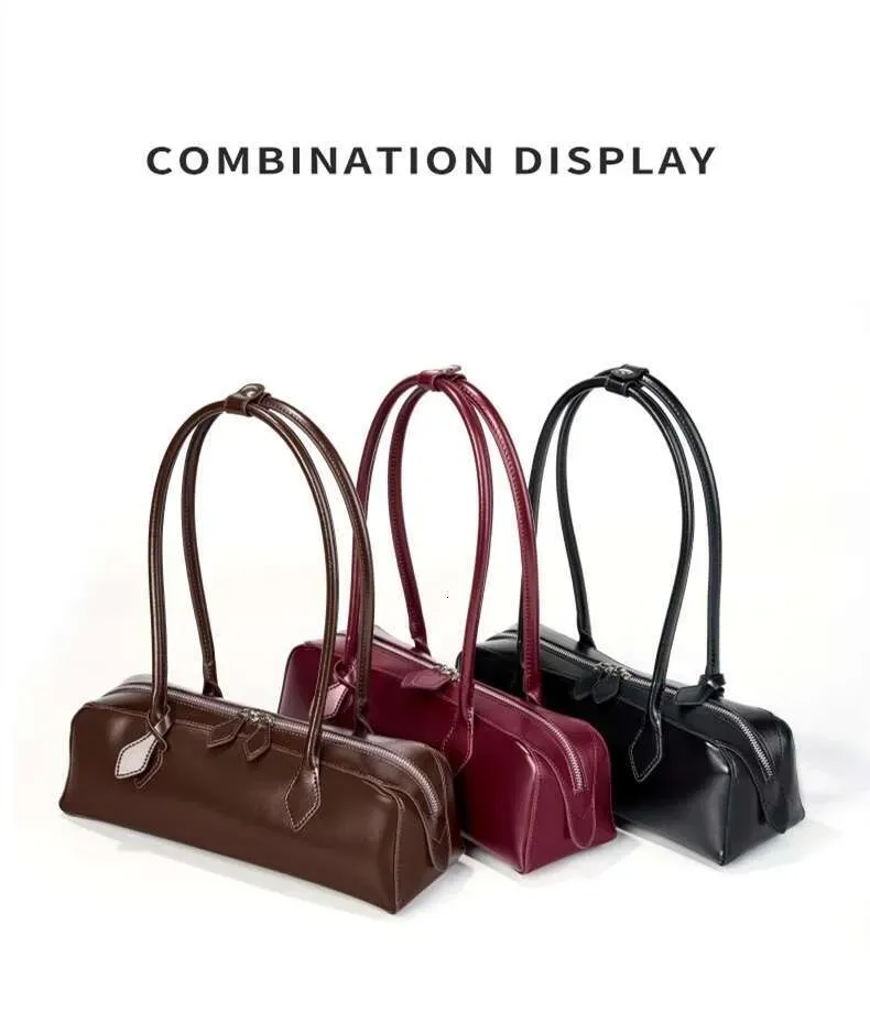 Hifashion Genuine Leather Underarm Shoulder Bags For Women 2025 Designer Top Handle Tote Purses Sausage Ladies Handbags_voghion.com