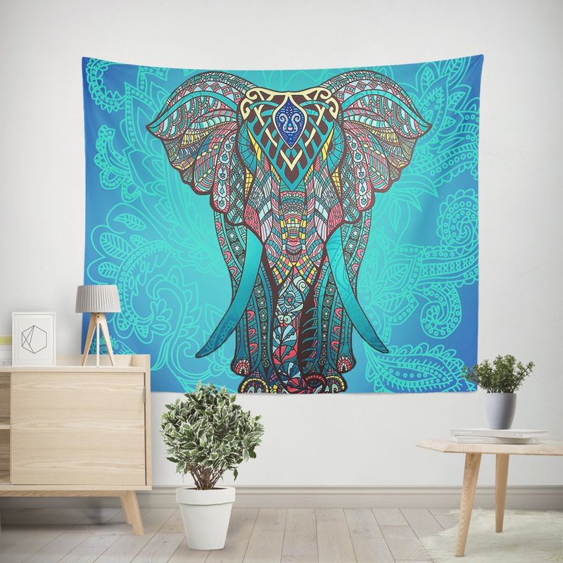 Factory a generation of new Indian National style color elephant tapestry home fabric decoration painting_voghion.com