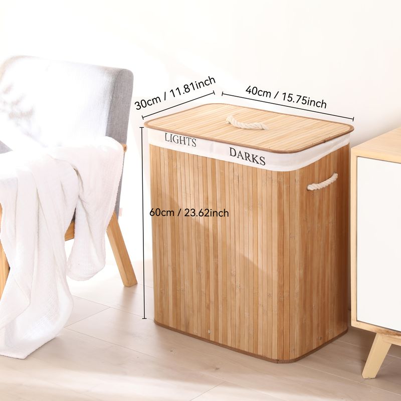 Cesto portaoggetti natalizio di grande capacità in bambù, staccabile e pieghevole, adatto per il bucato o per la camera da letto, con manici._voghion.com