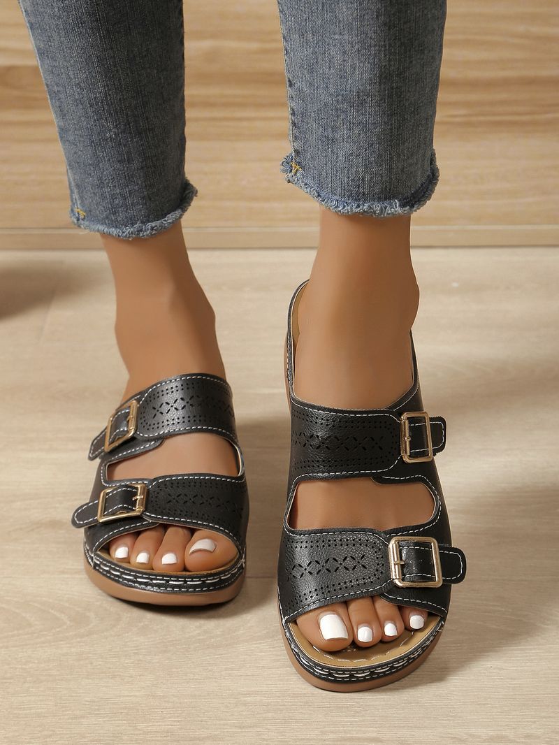 Damskor stor storlek one word sandaler oberoende diamant mode kil tjock botten fritid fisk mun sandaler_voghion.com