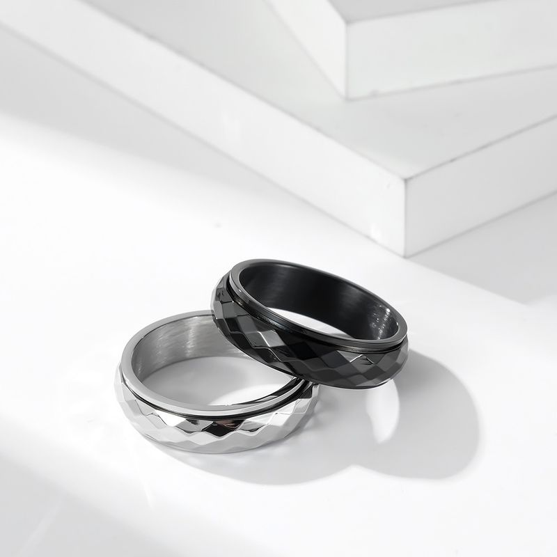 Anello rotante in acciaio al titanio con diamante in stile freddo neutro INS per alleviare lo stress e l'ansia, gioiello per le mani in acciaio inossidabile_voghion.com