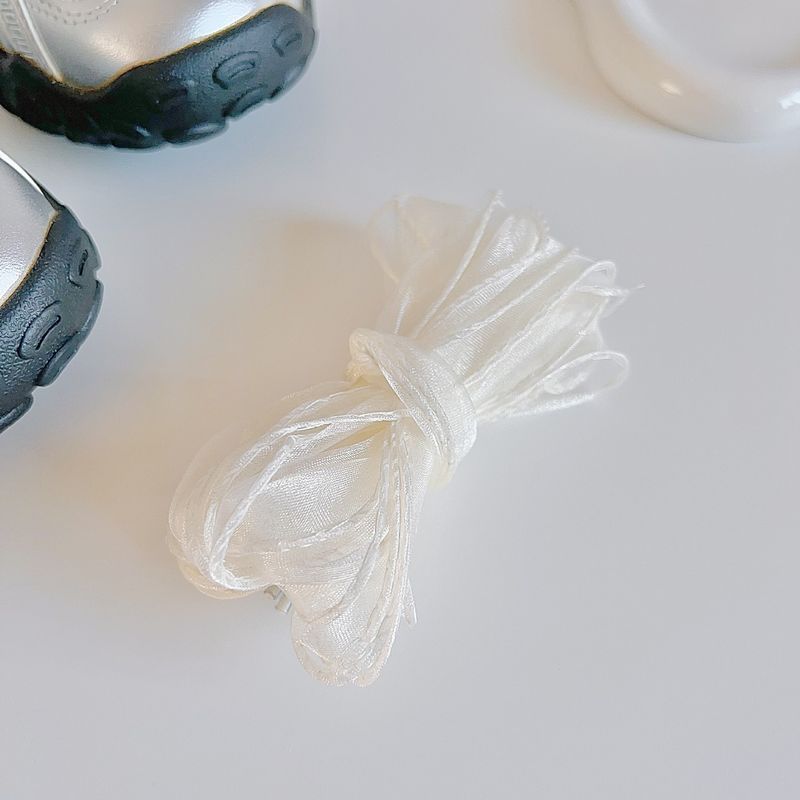 Lacci per scarpe con nastro, lacci trasparenti, stile balletto, versione coreana, fibbia con perla, corda per scarpe bianco sporco_voghion.com