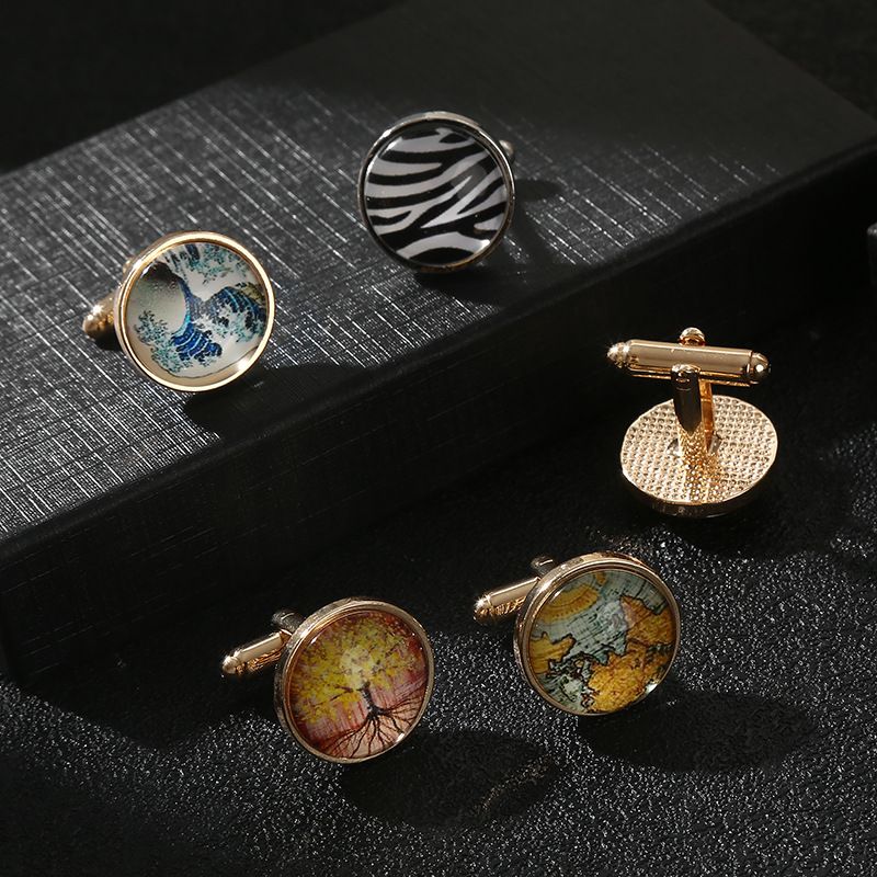 Neue runde Manschettenknöpfe mit Diamantkristallen. Manschettenknöpfe für Hemden mit Sternenhimmel und Edelsteinen._voghion.com