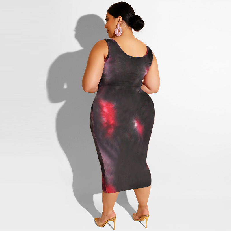 20778 Zomer nieuwe tie-dye print strakke wrap hippe mode casual set dames plus size tweedelige set_voghion.com
