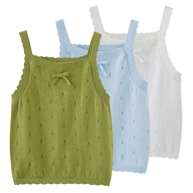 Canotta in pizzo e cotone per bambine – Capo estivo traspirante (80-120 cm, 4 colori + opzioni fiocco)_voghion.com