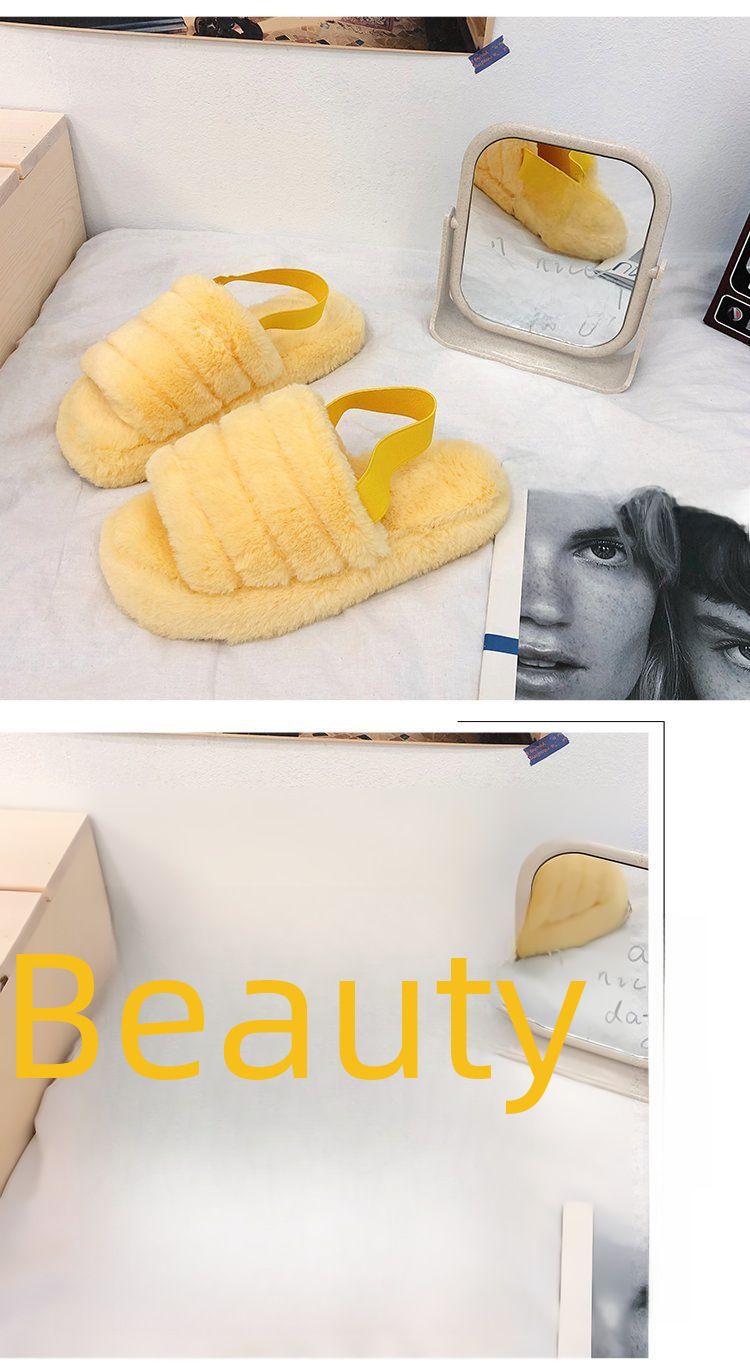 Foreign trade thick-soled plush slippers for women 2023 New 43 plus size flat home plush cotton slippers elastic band warm_voghion.com