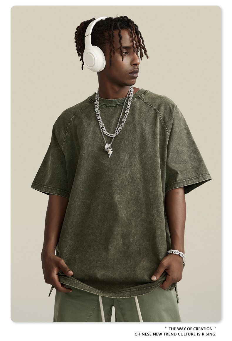 Herrenbekleidung Waschbares Batik-T-Shirt mit Schulterschlitz, kurzärmlig, Outdoor-Oversize-T-Shirt für Herren_voghion.com