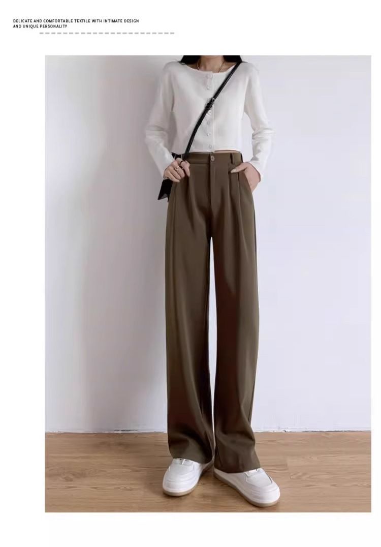 Women's High-Waisted Trousers – Slim Fit Office Pants With Flowy Hem (S-5XL, 4 Colors, Wrinkle-Free Polyester)_voghion.com