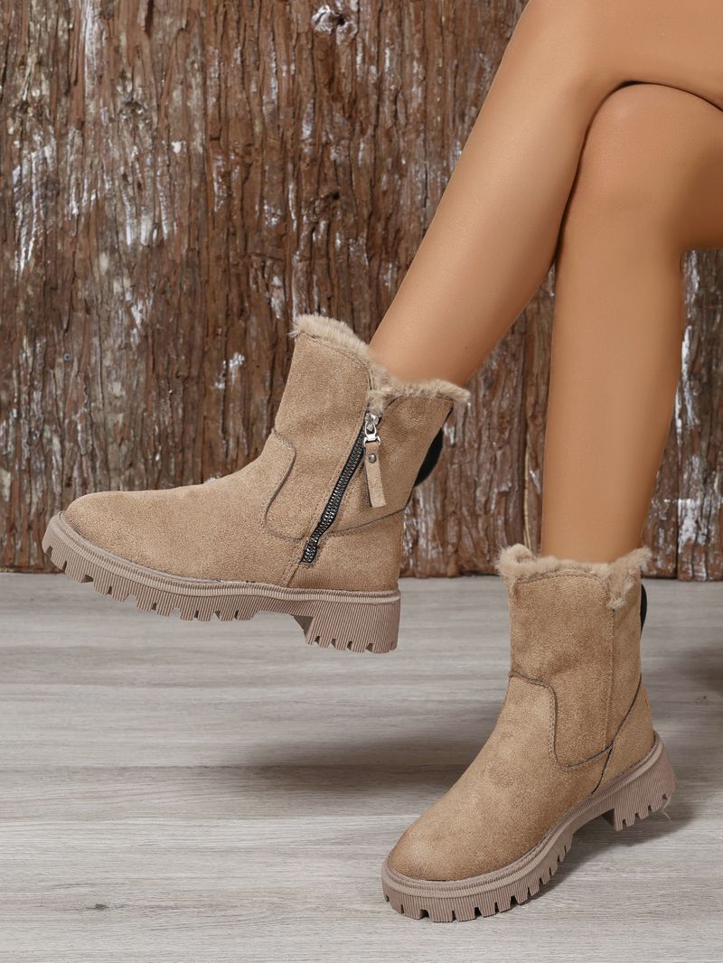 Bottes d'hiver pour femmes en coton épais et chaud avec fourrure_voghion.com
