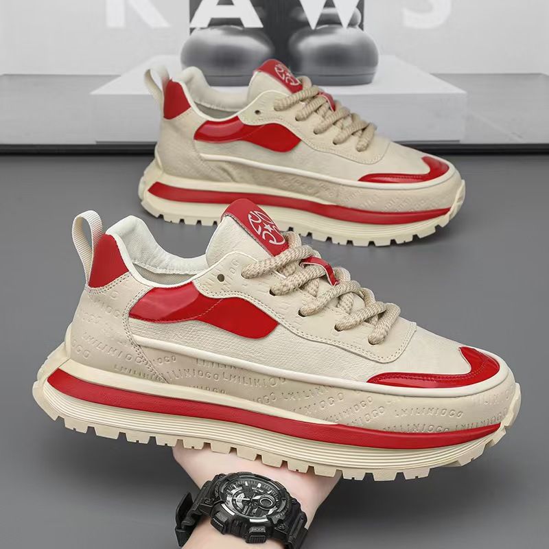 Color-Block Dad Sneakers für Herren, Frühling und Herbst, neue bequeme Lederschuhe, lässig, vielseitig, modisch_voghion.com