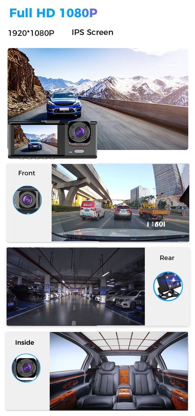 Privatus 3 modelio objektyvo vaizdo įrašymo įrenginys, 2 colių ekranas, automobilinis įrašymo įrenginys HD naktinio matymo DASHCAM automobilinis DVR_voghion.com