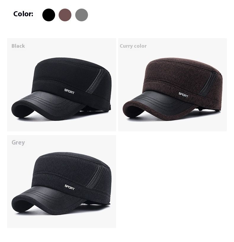 Thickened Winter Proof Ear Protection Cotton Hat For Middle-aged And Elderly Men Riding Bicycles To Keep Warm Flat Top Hat For Winter_voghion.com