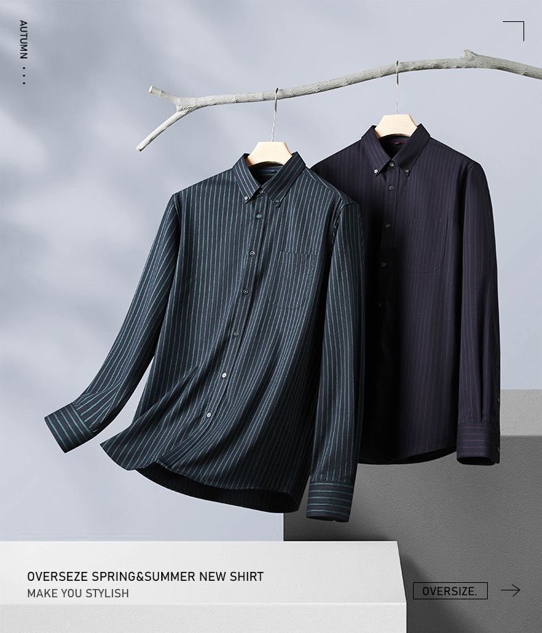 Abbigliamento da uomo taglie forti taglie forti casual camicia a righe da uomo business ampia taglie forti camicia a righe in velluto a coste a maniche lunghe_voghion.com