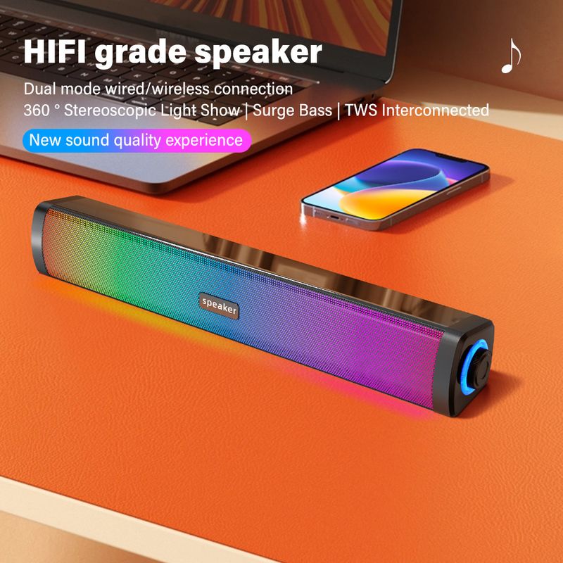 【Haute qualité】 Modèle privé USB One-Line Bluetooth Subwoofer de bureau Ordinateur longue bande Haut-parleur_voghion.com