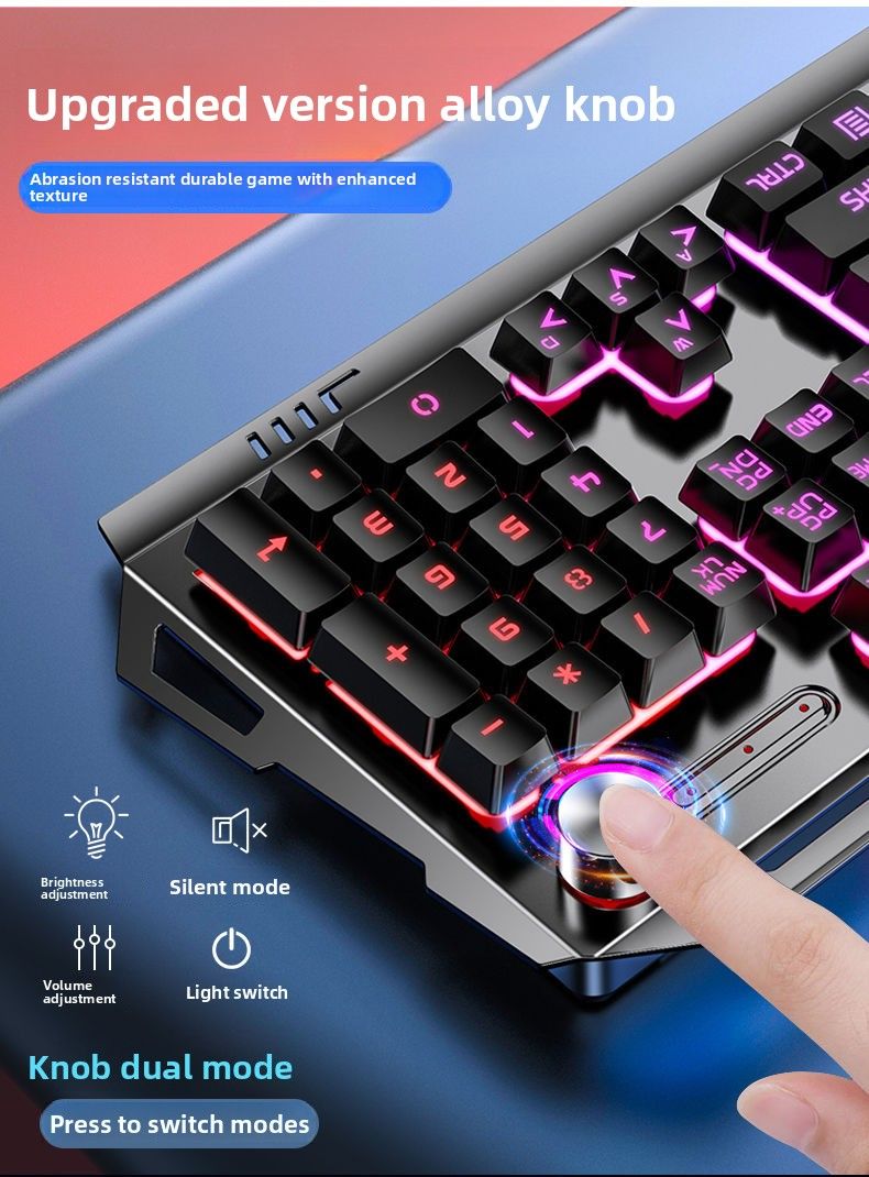 Silver Eagle V2 Wired Keyboard Mouse Set USB Desktop Computer Laptop Gaming Mechanical Feel E-sports Peripheral_voghion.com