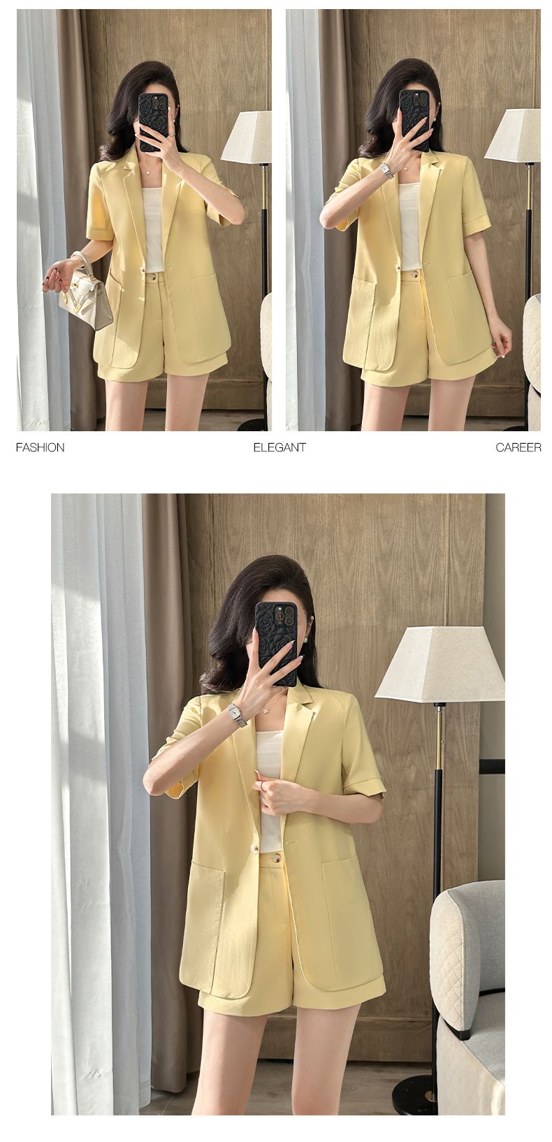 Black Jacket Women's Summer Thin 2025 New Professional Outfit Fashionable Loose Temperament Short Sleeved Suit Set_voghion.com