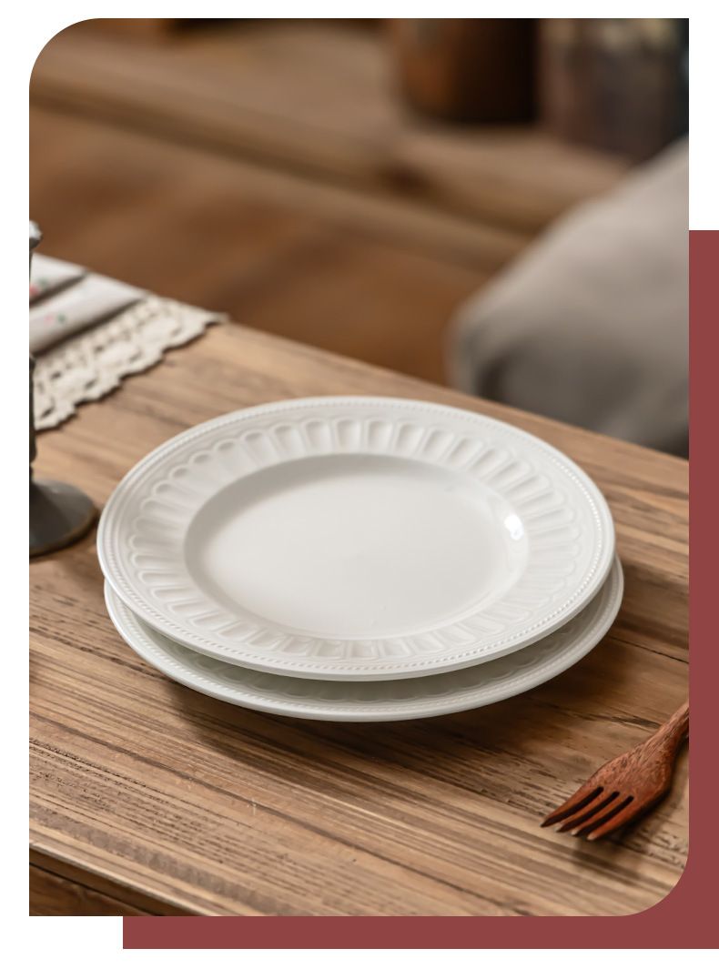 Piatto basso in ceramica, stile giapponese, piatto bianco di alta qualità, piatto in ceramica, piatto per la casa, piatto rotondo, stoviglie, piatto occidentale_voghion.com