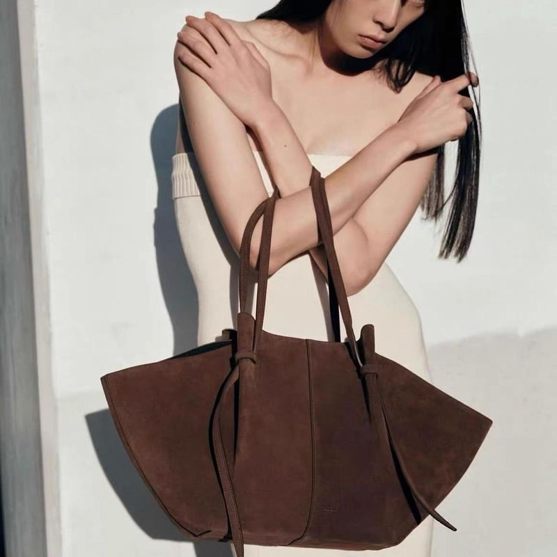 Sac fourre-tout à bandoulière simple grande capacité en daim givré pour femme, nouveauté automne-hiver_voghion.com