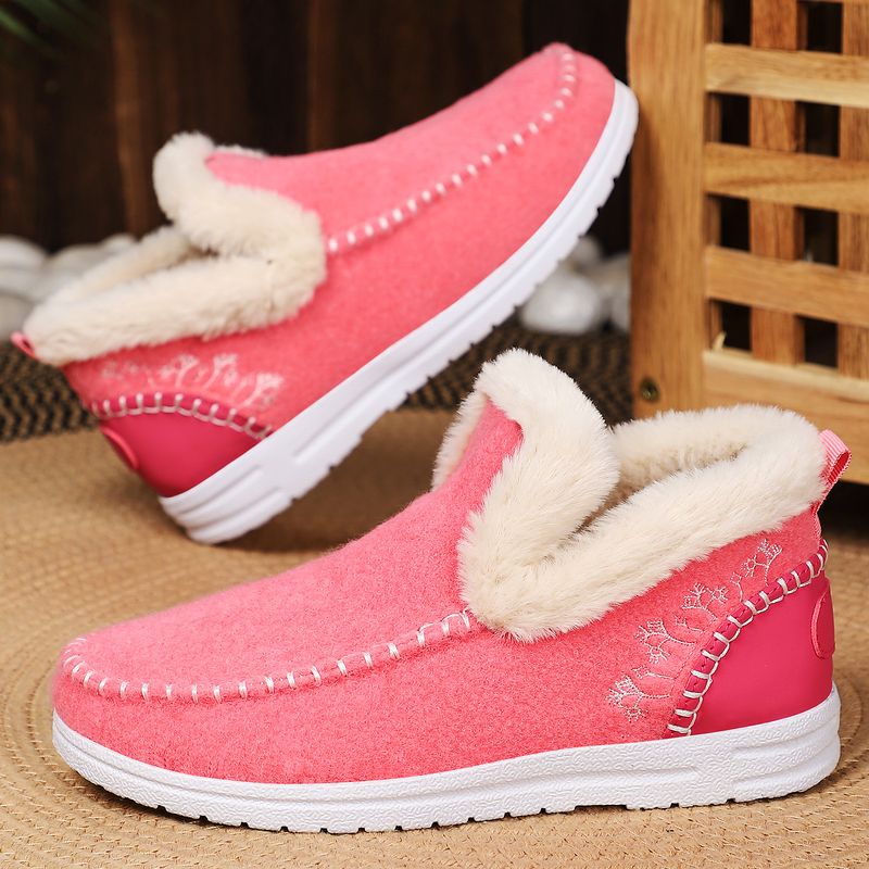Inverno con fodera in pile, scarpe in cotone spesso per donna, stivali da neve caldi e resistenti al freddo, stivali corti alla moda slip-on_voghion.com