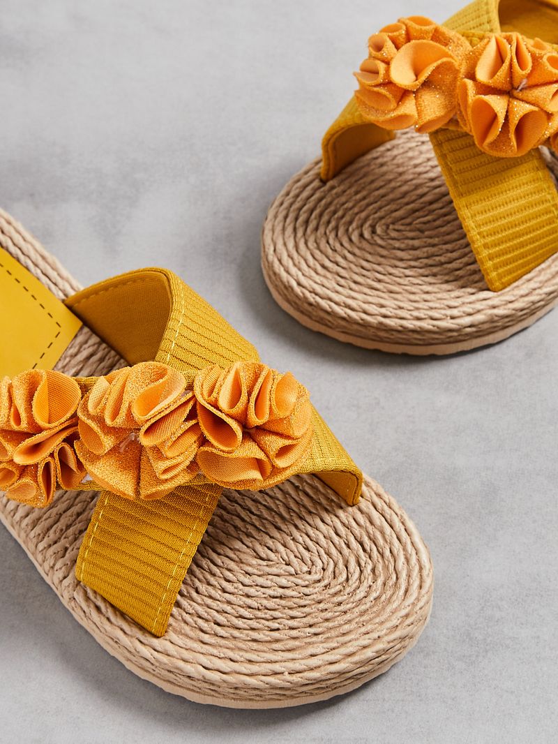 Ženski čevlji Novi poletni enovrstični ženski copati z vrvnim dnom, enobarvni modni trendi v zaprtih prostorih in na prostem, vrsta cvetličnih copat_voghion.com