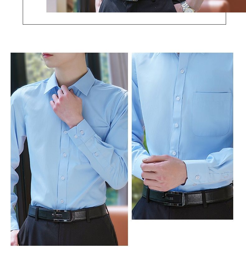 Chemise blanche à manches longues unie pour homme, collection printemps-automne haut de gamme Cove, vêtements de travail professionnels pour femmes et hommes._voghion.com