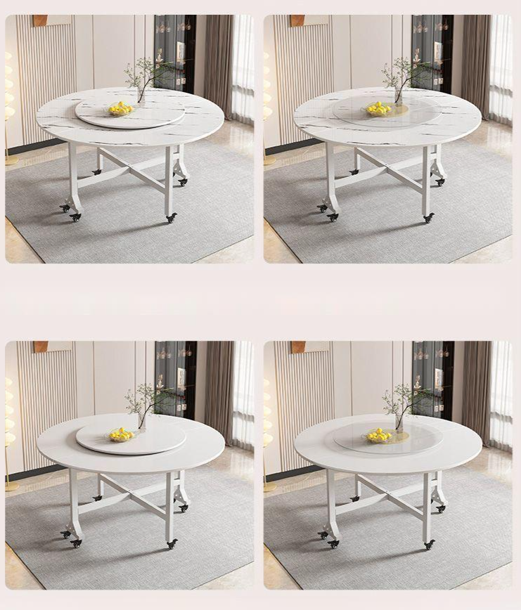 Table ronde de salon, table à manger pliable multifonctionnelle et mobile pour petits appartements avec roulettes_voghion.com