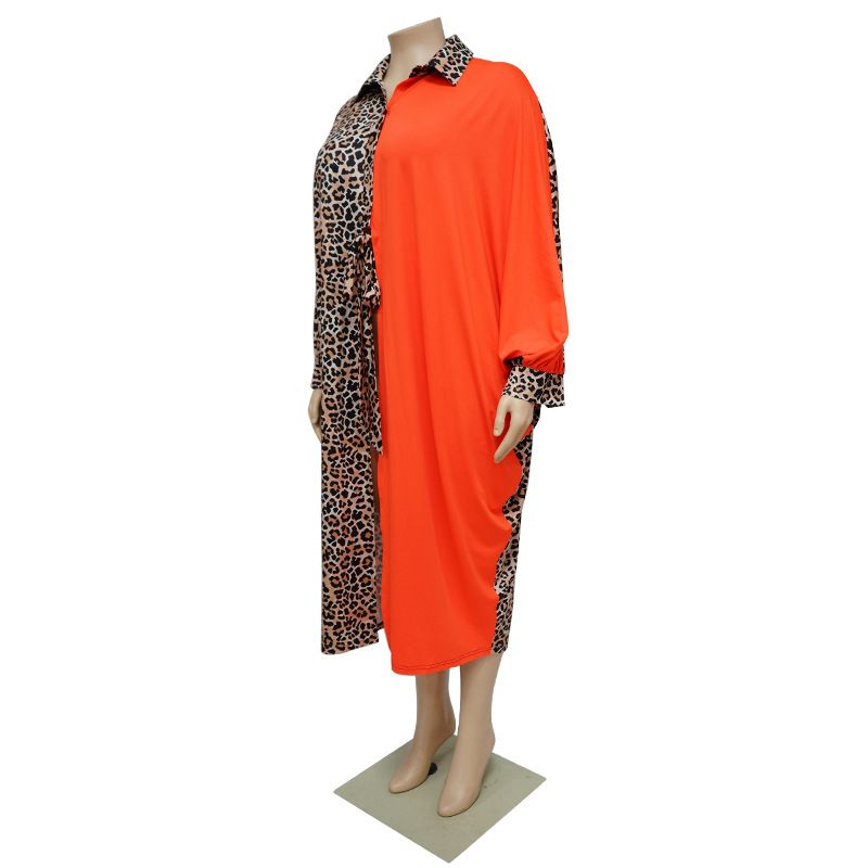 ChicShe N7699 European And American Fashion Plus Size Women's Clothing Nightclub Outfit Solid Leopard Print Patchwork_voghion.com