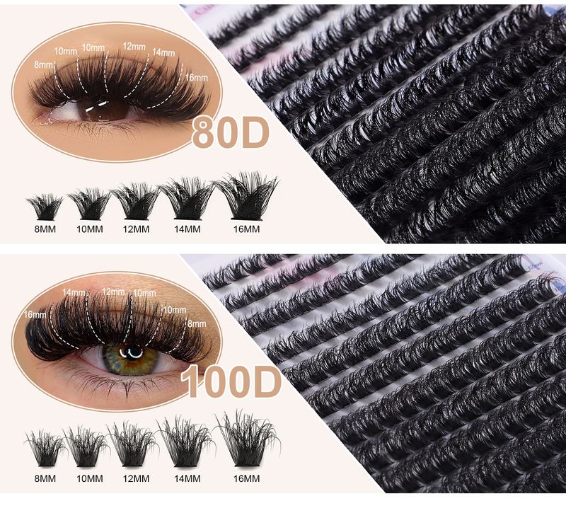 European and American cross border DIY segmented false eyelashes set 30D40D50D80D dense D curved single cluster eyelashes_voghion.com