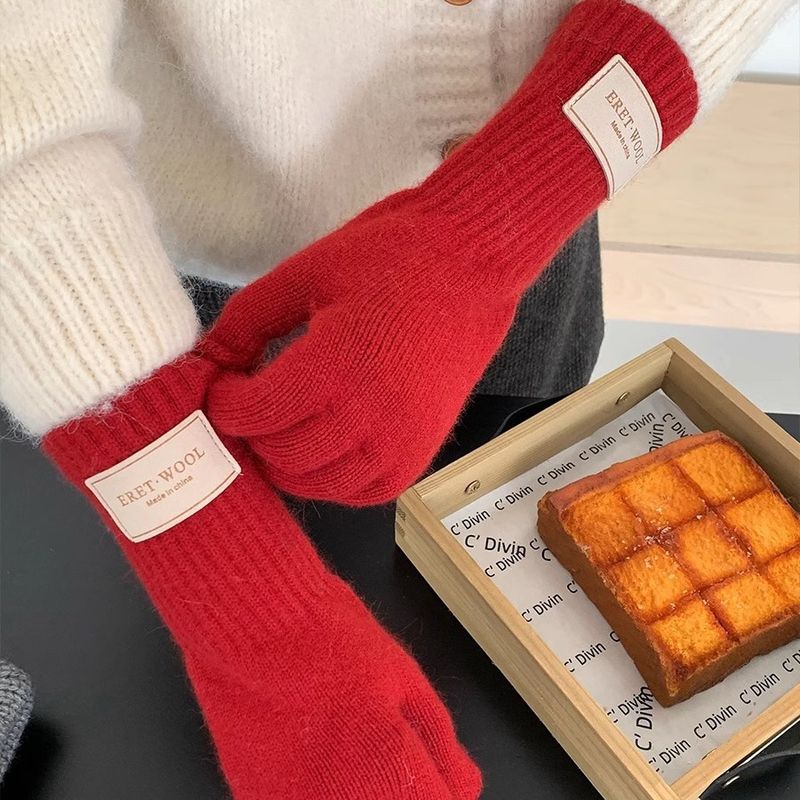 Bevat wollen touchscreen jaar kerst rode gebreide handschoenen voor vrouwen 2024 nieuwe winter warme fietskoude bescherming_voghion.com