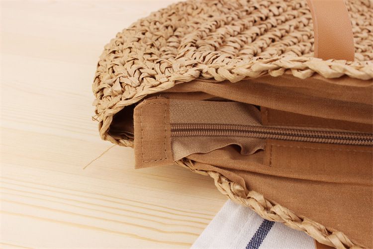 nuovo stile semplice borsa a tracolla rotonda in paglia borsa intrecciata borsa da spiaggia borsa da donna alla moda in paglia_voghion.com