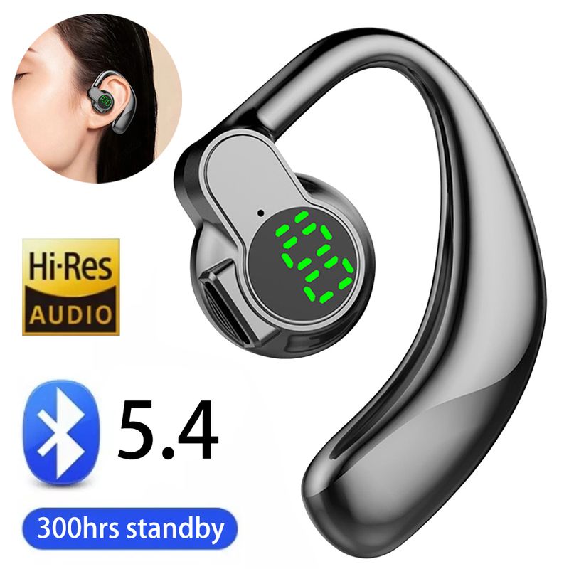 Bluetooth 5.4 Wireless Headset, Long Battery Life Hanging Ears,Start Noise Reduction Digital Display Sports Sleep Music Earring_voghion.com