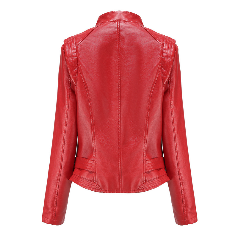 2024 New PU Lapel Slim Fit Leather Spring Autumn Thin Long Sleeve Coat Short Women's Jacket_voghion.com